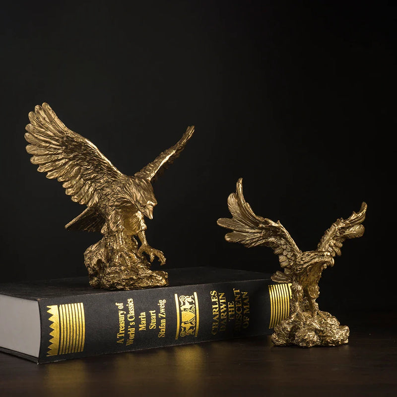 Afralia™ Resin Golden Eagle Statue Figurine Collection for Home Office Decor