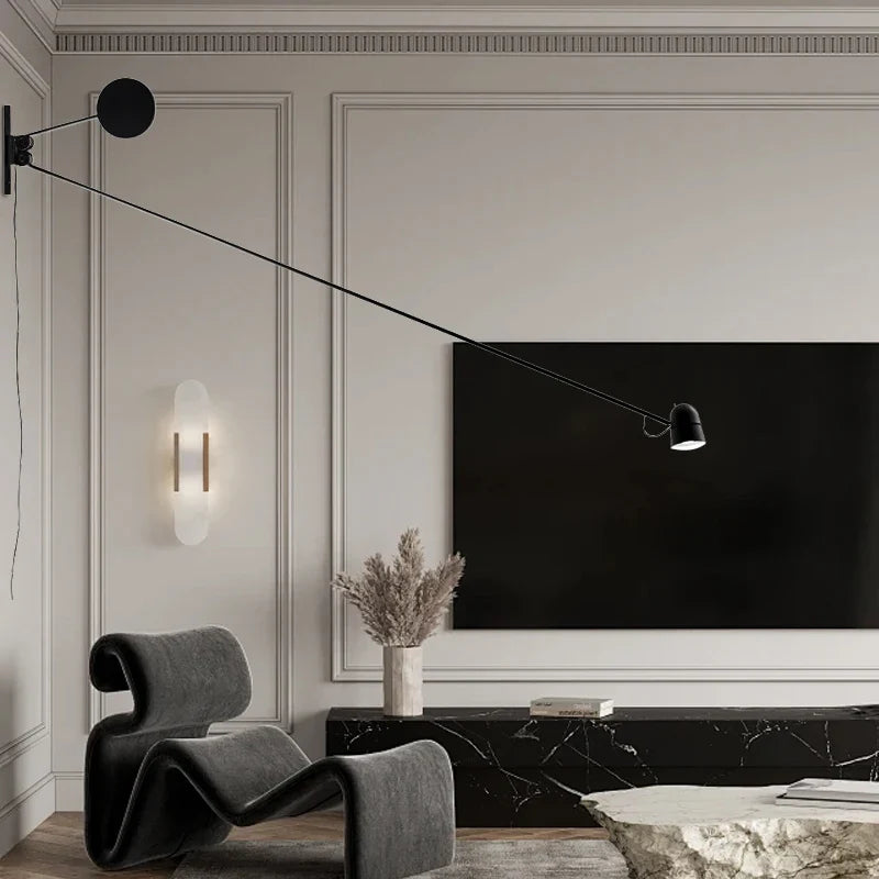 Afralia™ Adjustable LED Swing Arm Wall Sconce in Red/Black - Modern Lighting