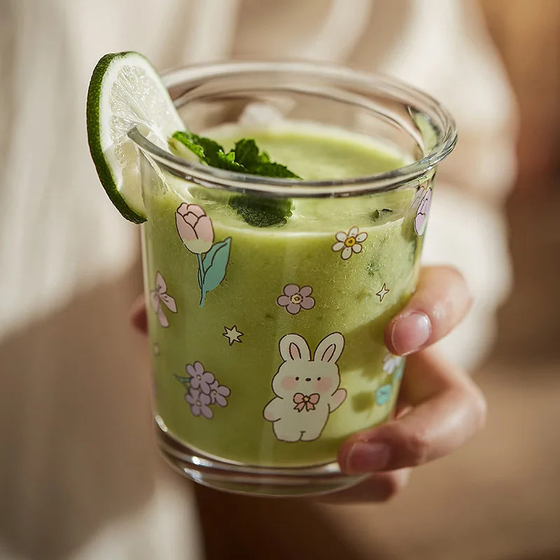 Afralia™ Cute Four-color Bear Rabbit Glass Tea Coffee Cup