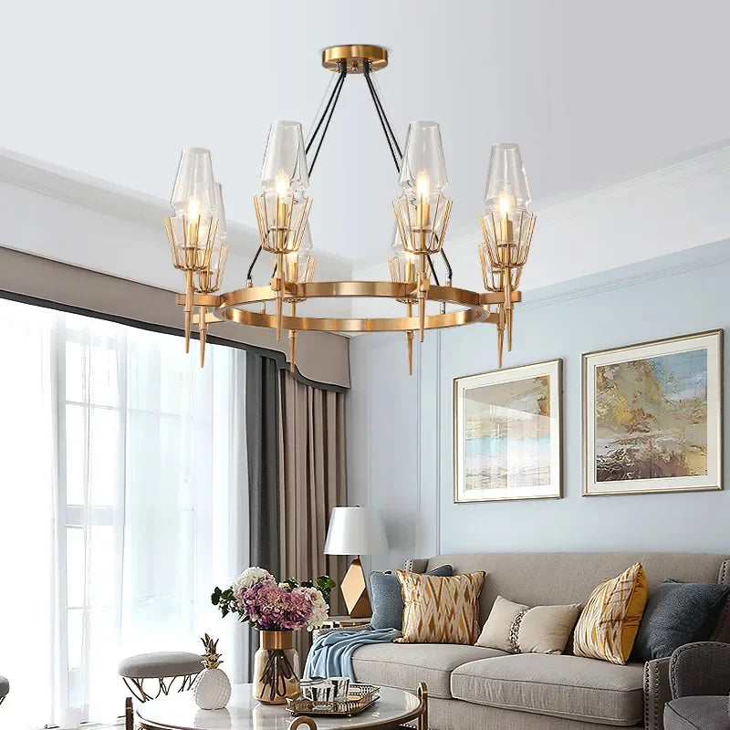 Afralia™ Gold Lustre Glass Chandelier: Modern Luxury Pendant for Living, Dining, Bedroom