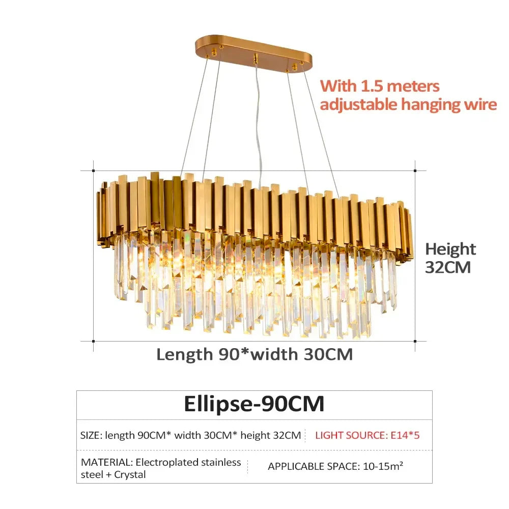 Afralia™ Gold Black Crystal Chandeliers LED Ceiling Light for Luxe Living & Hospitality