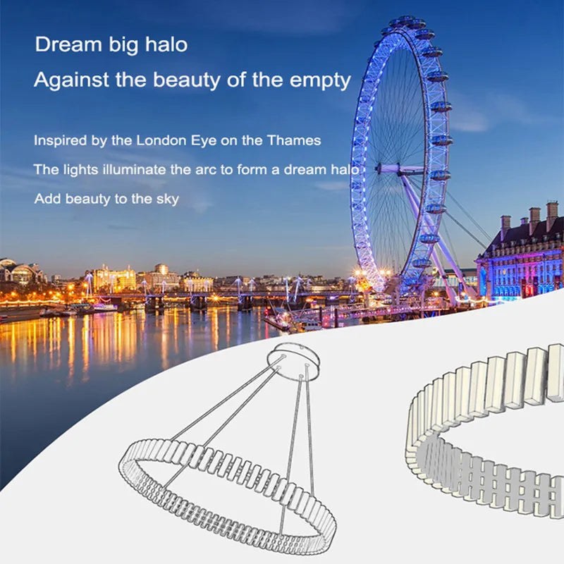 Afralia™ Lstre Modern Circle Chandelier for Bright 360° Lighting in Living Room, Bedroom, Kitchen