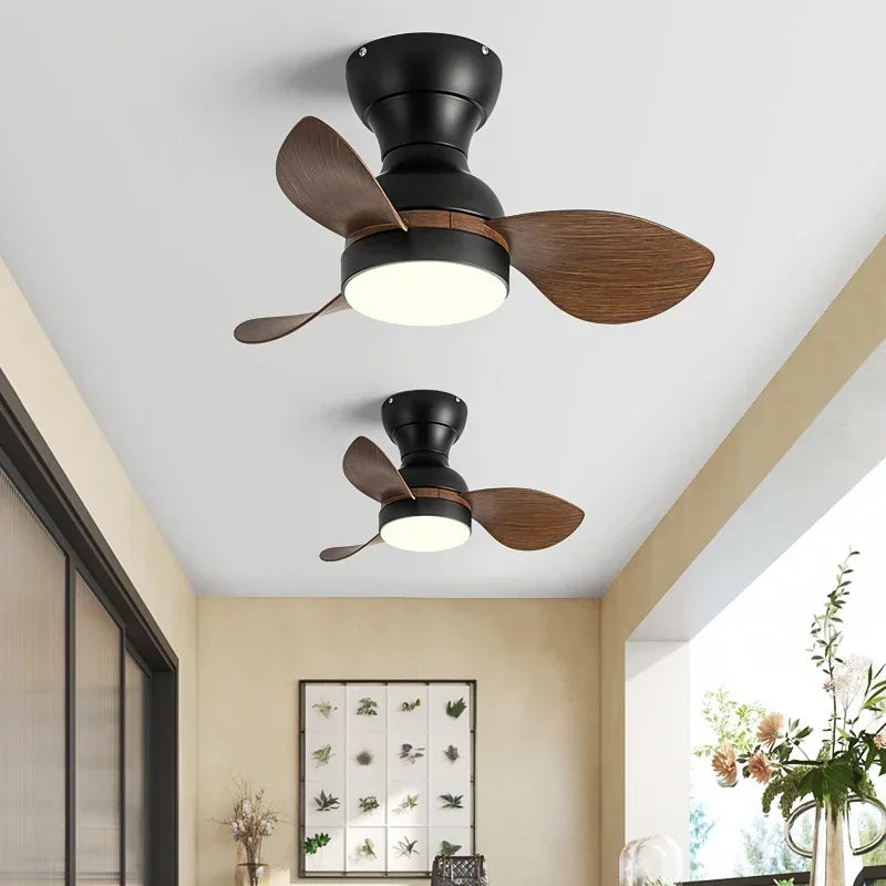 Afralia™ 22" Modern Black Ceiling Fan Light with DC Remote Control & LED - Bedroom and Restaurant Use