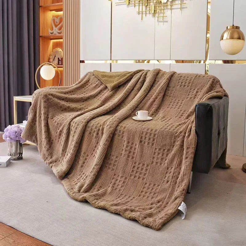 Afralia™ Double-Layer Coral Fleece Blanket: High-Quality, Solid Color, Cozy Lamb Wool for Bed, Sofa
