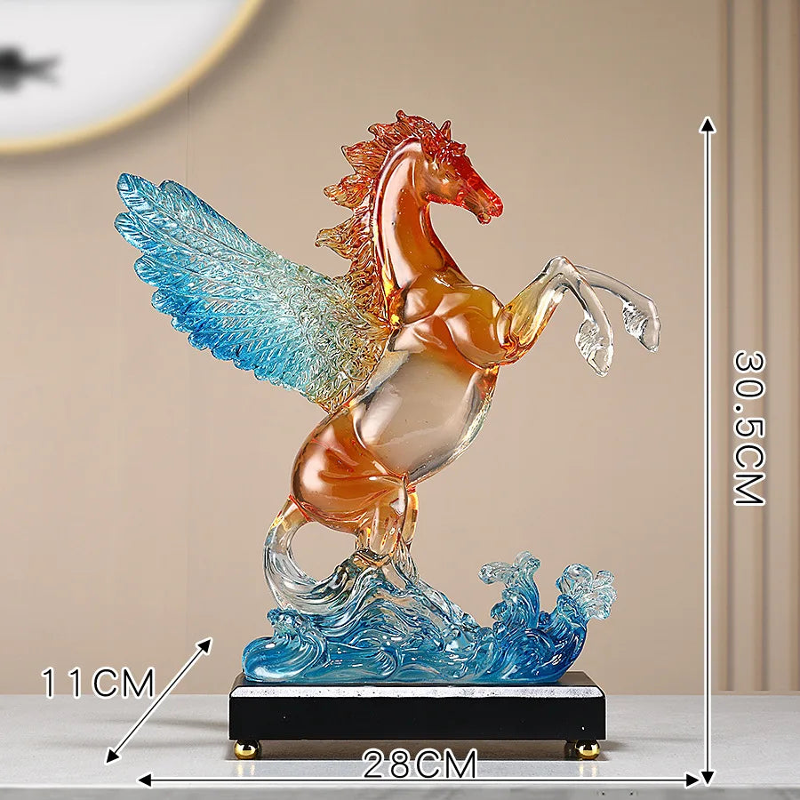 Afralia™ Pegasus Resin Figurine: Color Gradient Horse Sculpture for Home Decoration
