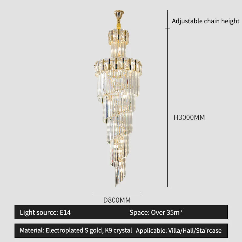 Afralia™ Rotating Crystal Stairwell Chandelier