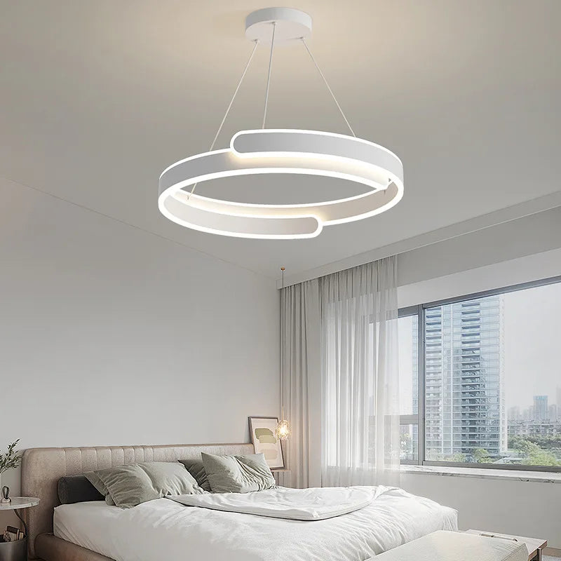 Afralia™ Modern LED Chandeliers | Black White Lights | Round Lamps