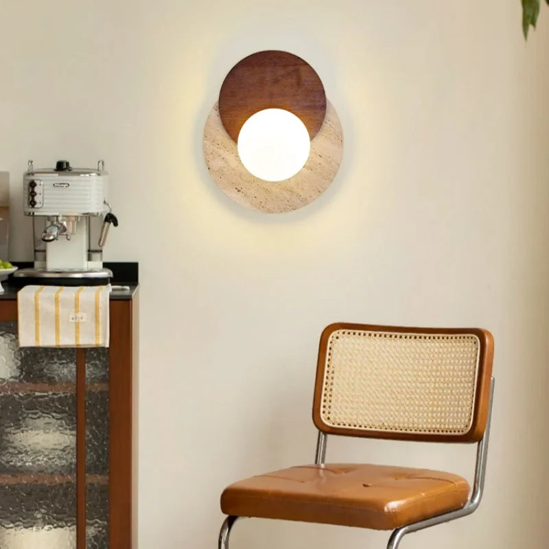 Afralia™ Vintage Wabi Sabi LED Wall Lamp with Pull Chain Switch for Living Room and Bathroom