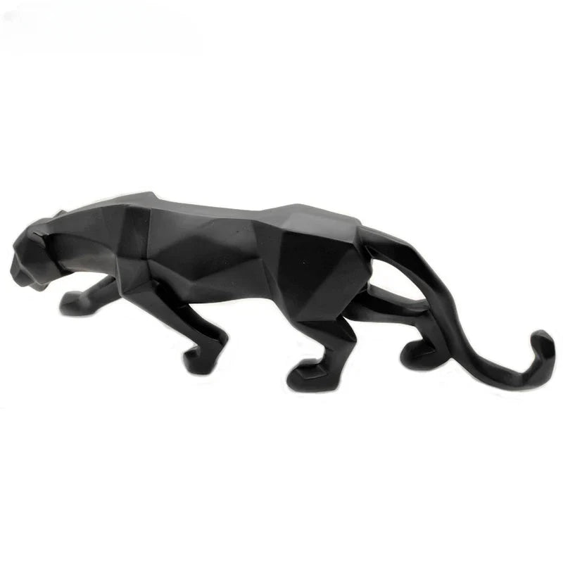 Afralia™ Panther Statue Geometric Resin Leopard Sculpture Home Office Decor Craft