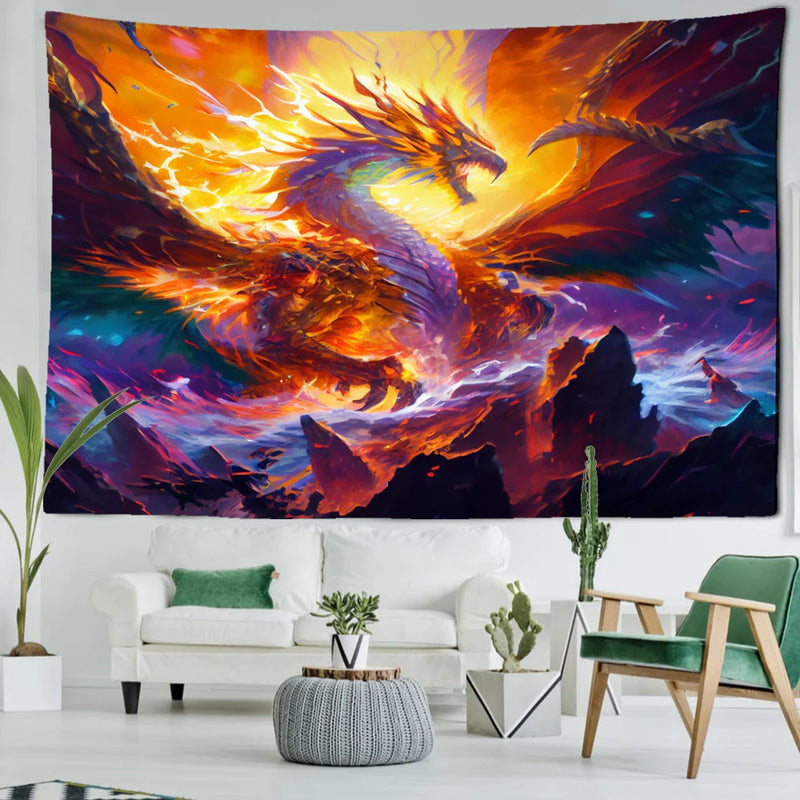 Afralia™ Mysterious Witchcraft Dragon Tapestry Wall Hanging Home Decor