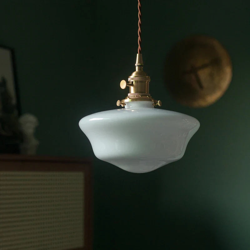 Nordic Modern White Glass Hanging Lamp Bedroom Living Room LED Pendant Light - Afralia™