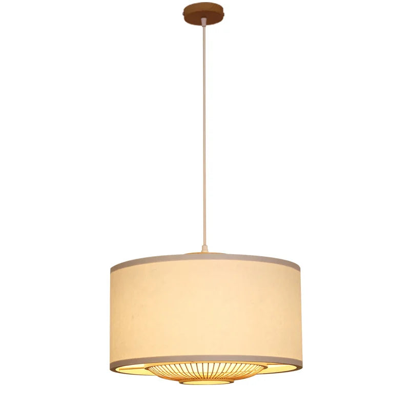 Afralia™ Japanese Bamboo Chandelier Pendant Light for Living Dining Bedroom - Quiet Style Icon
