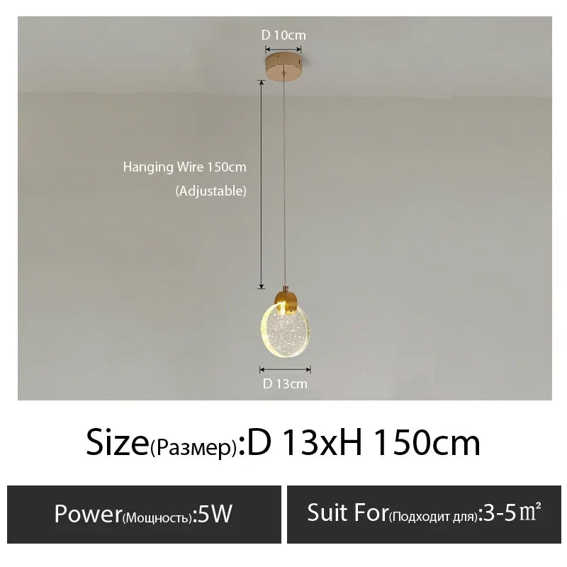 Afralia™ Crystal Pendant Light for Minimalist Master Bedroom, Small LED Lamp with Net Red Background