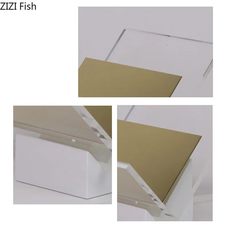 V-Shaped Transparent Book Rack on Marble Base by Afralia™: Minimalist Organizer Shelves