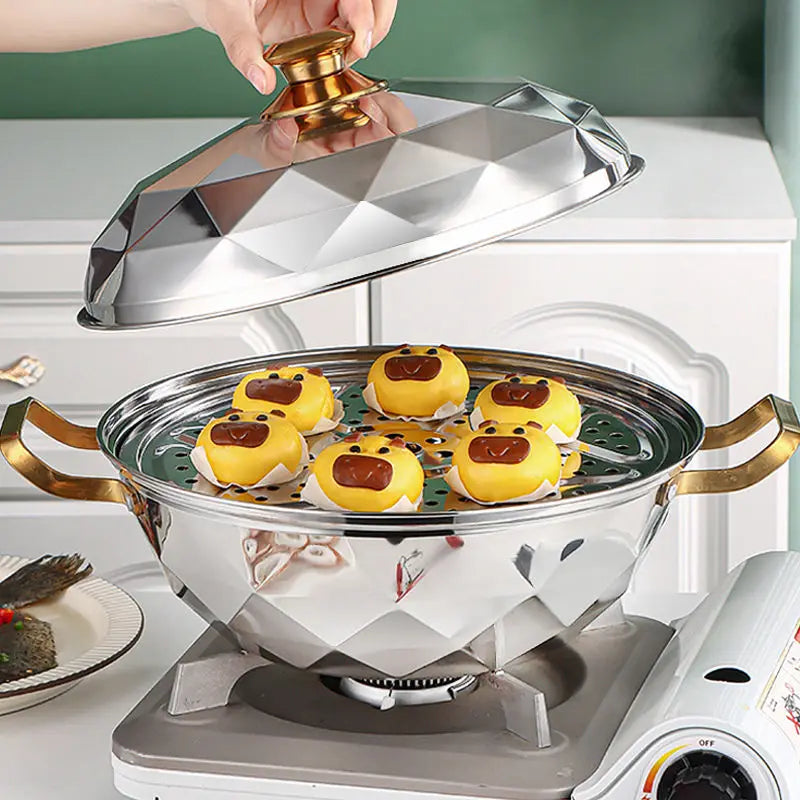 Afralia™ Stainless Steel Double Layer Steam Pot for Induction Cooker - Kitchen Essential
