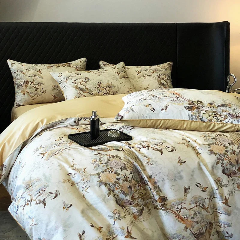 Afralia™ Colorful Egyptian Cotton Bedding Set for King Queen Europe Bed Linens