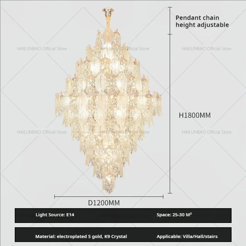 Afralia™ Modern Villa Rotating Crystal Chandelier