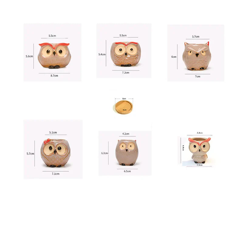 Afralia™ Mini Owl Flower Pot Succulent Ceramic European Style Cute Animal Garden Decor