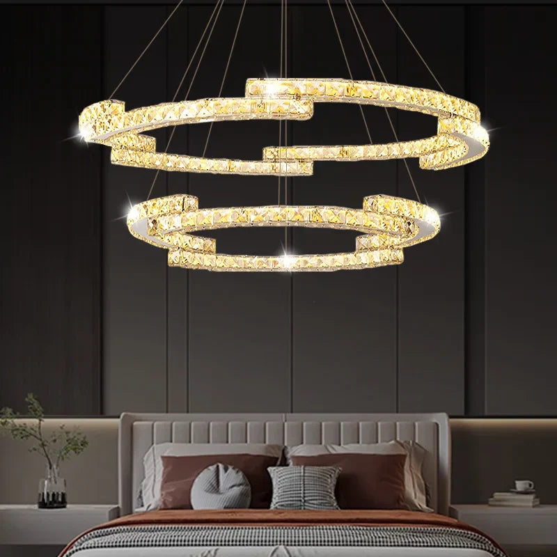 Afralia™ Circular Crystal Pendant Light Chandelier for Living Room