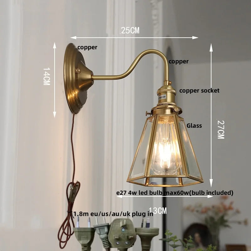 Afralia™ Blue Flower Glass LED Wall Sconce Vintage Style Stair Lights