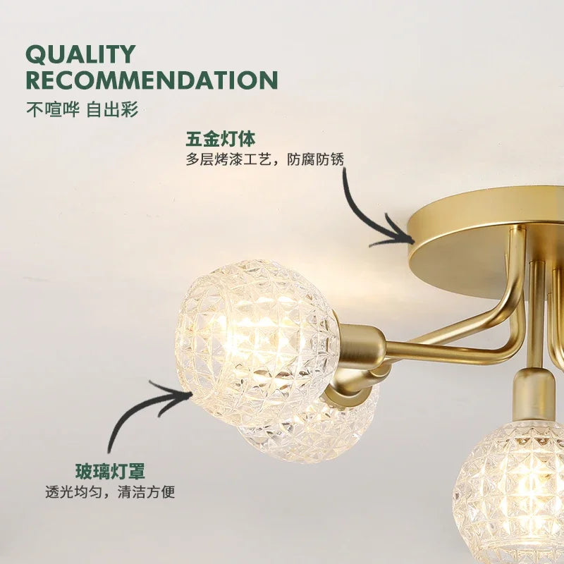 Afralia™ Gold Glass Ceiling Lamp. Modern Round Corrugated Design for Bedroom, Living Room, Cloakroom.