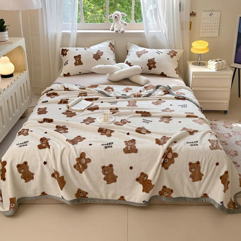 Afralia™ Flower Printed Milk Velvet Blanket: Soft Sofa Cover for Winter Warmth