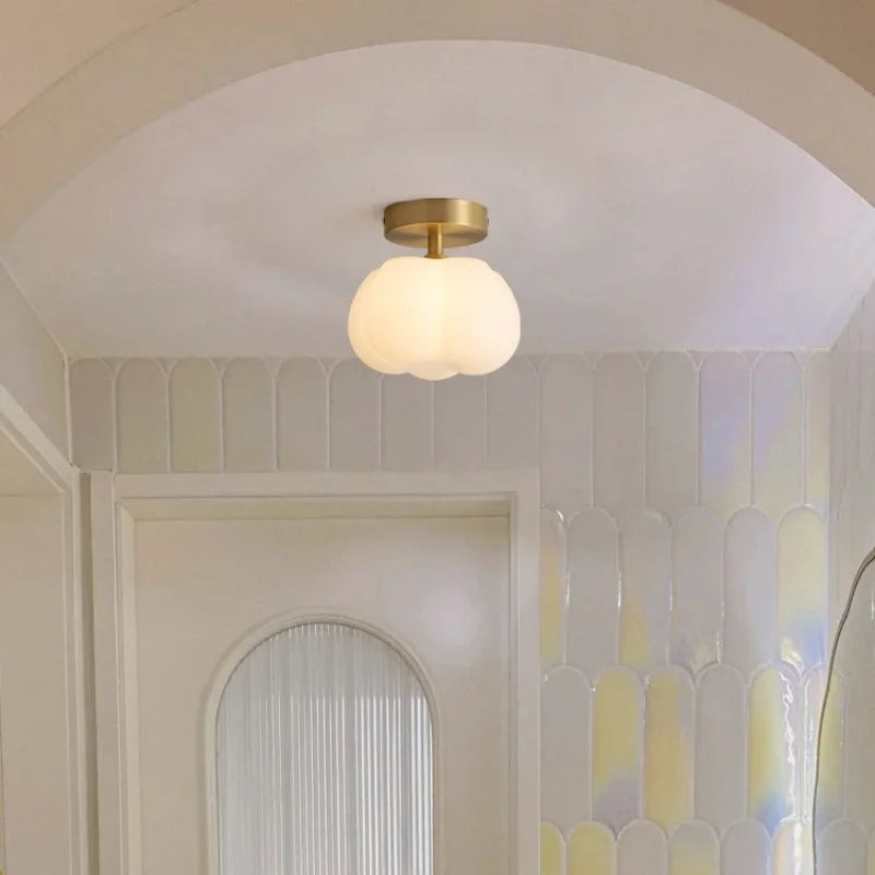 Afralia™ Cotton Shape LED Ceiling Lamp - Cream. Nordic Style, Hallway Balcony Porch Light.