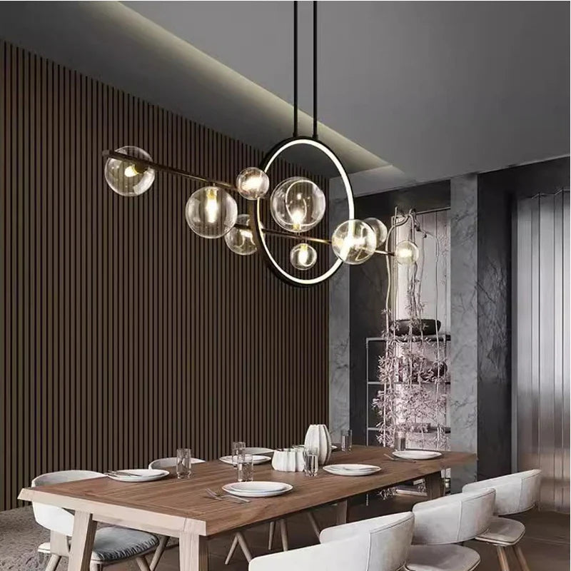 Afralia™ Bubble Glass Chandelier LED Dining Table Spherical Lighting