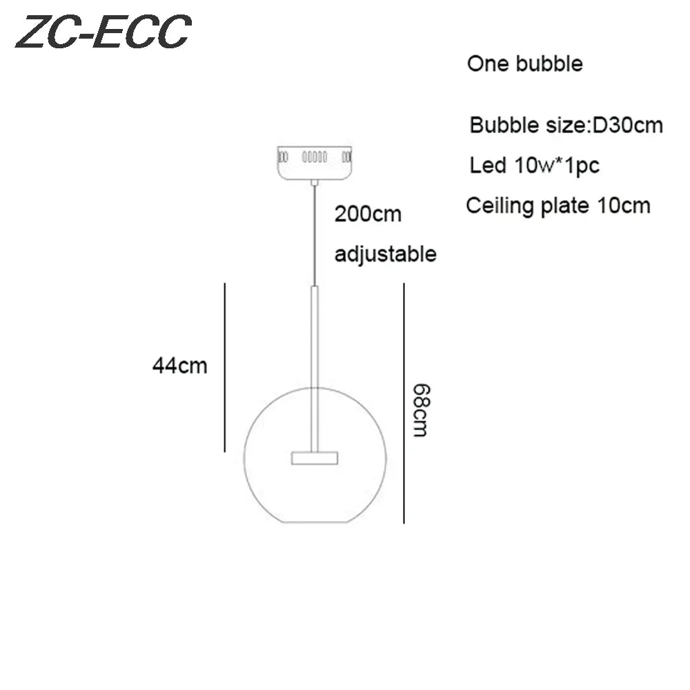 Afralia™ Glass Bubble LED Chandelier: Stylish Ceiling Lighting for Dining & Living Room