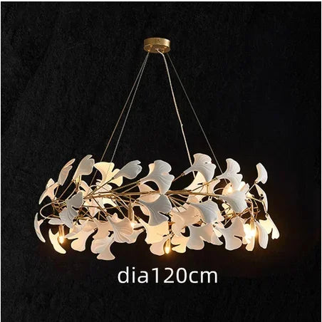 Afralia™ Ginkgo Chandelier Villa Duplex Pendant Light for Living Room & Hotel Lobby