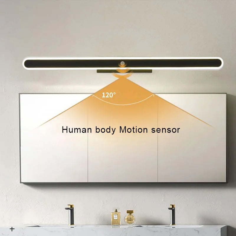 Motion Sensor Mirror Light LED Wall Lamp by Afralia™: Stylish 40cm Bathroom Wall Sconce