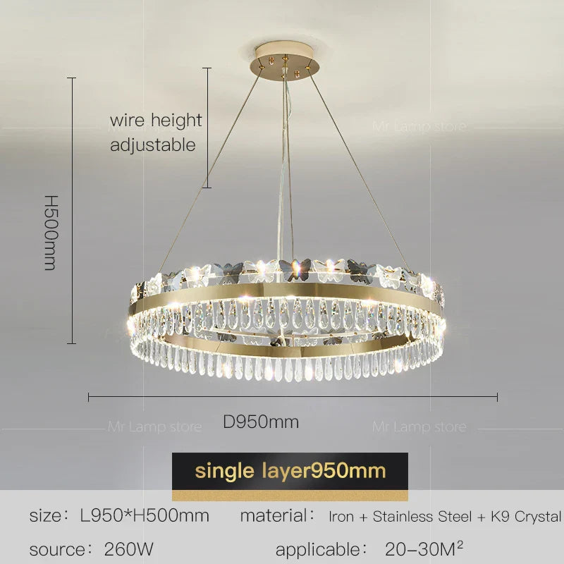 Afralia™ Crystal Butterfly Living Room Lamp: Luxury Postmodern Dining Room Lighting