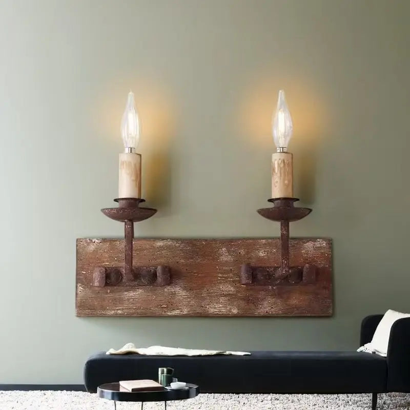 Afralia™ Country Retro Wall Light Solid Wood for Bedroom Living Room, Creative Lighting