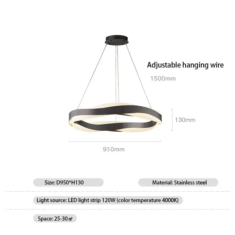 Afralia™ Black Circle Chandelier Luxury Pendant Light for Home Decor