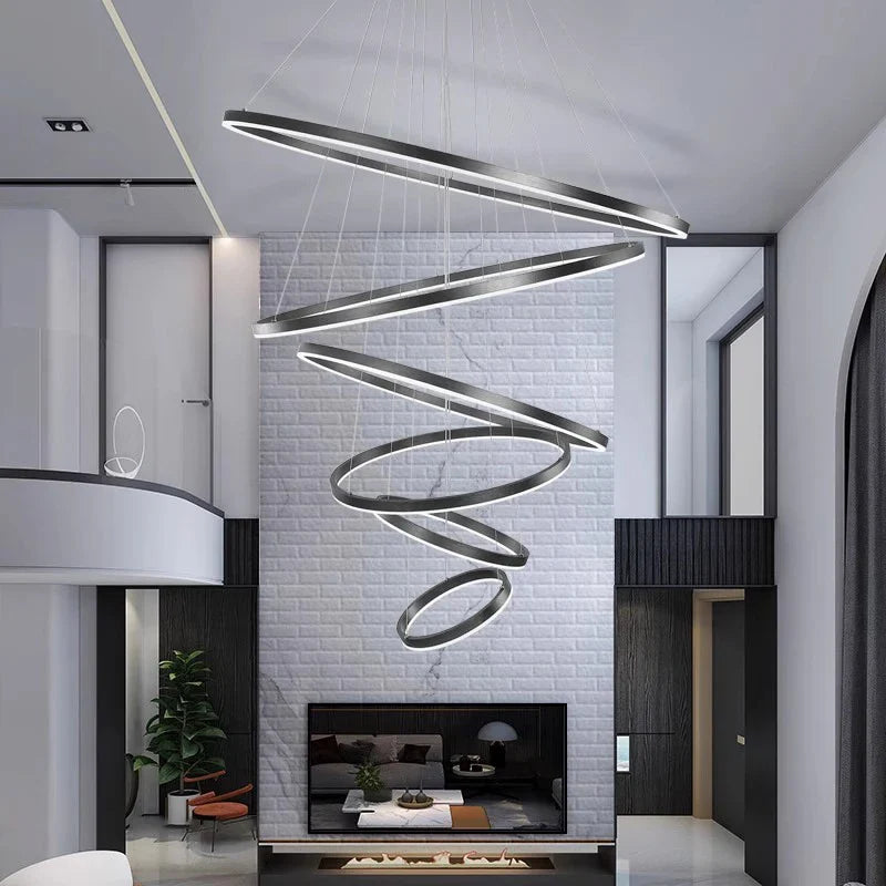 Afralia™ Crystal Chandelier Stair Pendant Lamp Living Room Pendant Lights Interior Lighting