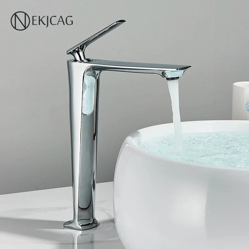 Afralia™ Chrom Basin Faucet Mixer Crane, Hot and Cold Water Tap, Single Handle Europen Design