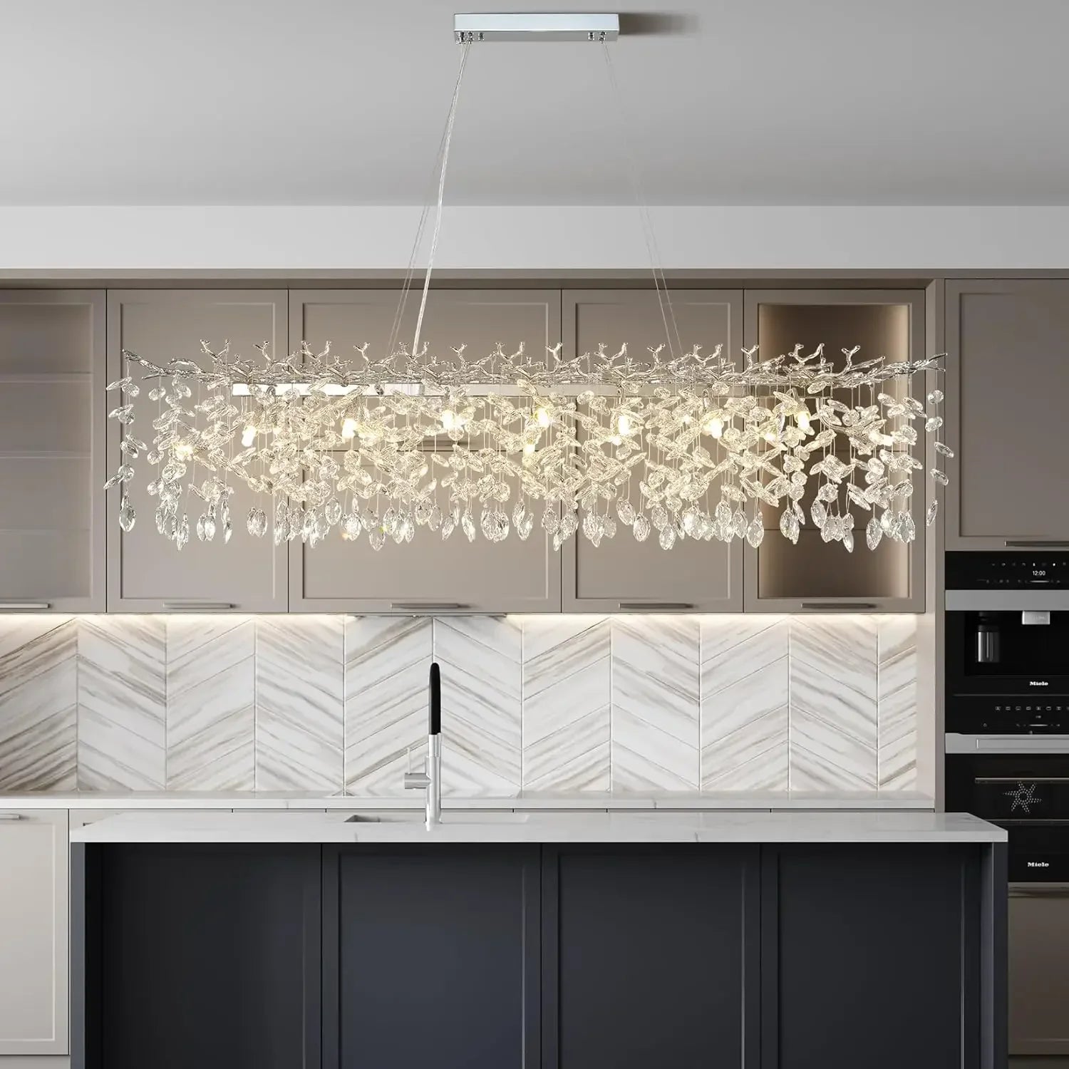 Afralia™ Modern Crystal Ceiling Chandelier for Dining Living Room Kitchen Bedroom Lighting