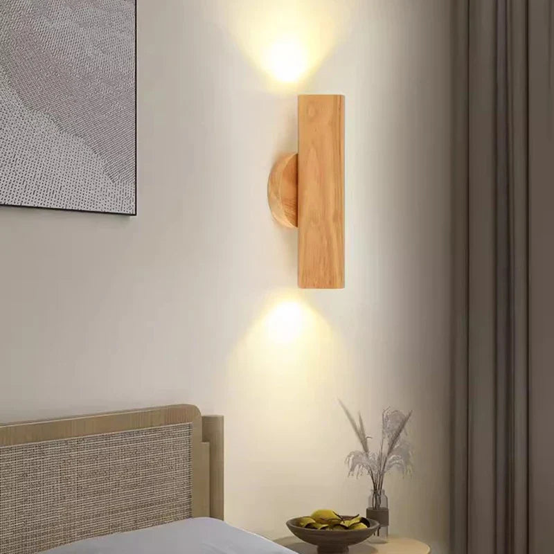 Afralia™ LED Wood Wall Lamp: Nordic Style Walnut Sconce for Bedroom, Study, and Living Room