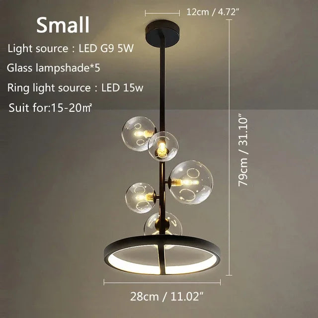 Afralia™ Glass Ball Chandelier: Designer Dining Table Bubble Lamp for Indoor LED Lighting
