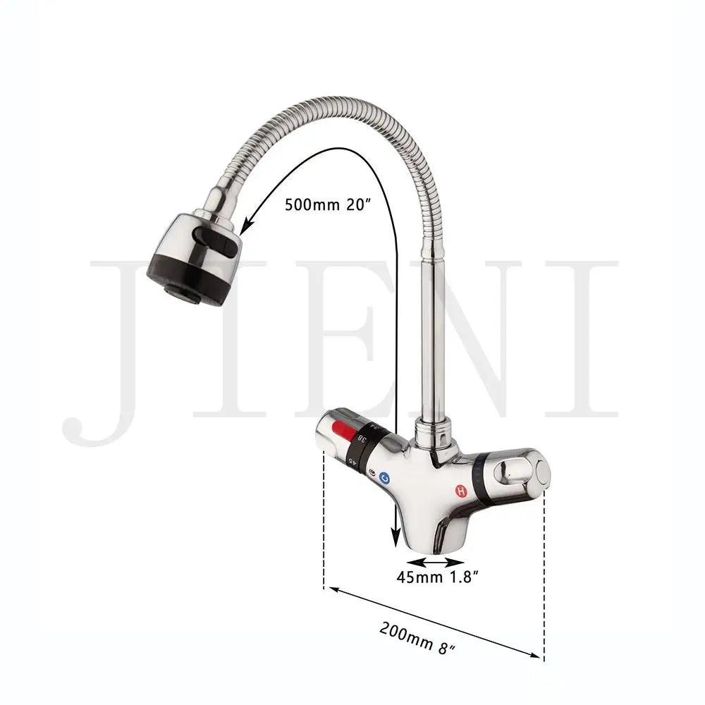 Afralia™ Brass Kitchen Sink Faucet w/ Swivel Spout & Thermostatic Control