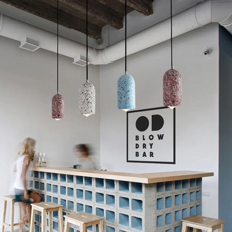 Afralia™ Terrazzo LED Pendant Lamp: Nordic Modern Style for Home, Bar, and Cafe Lighting.