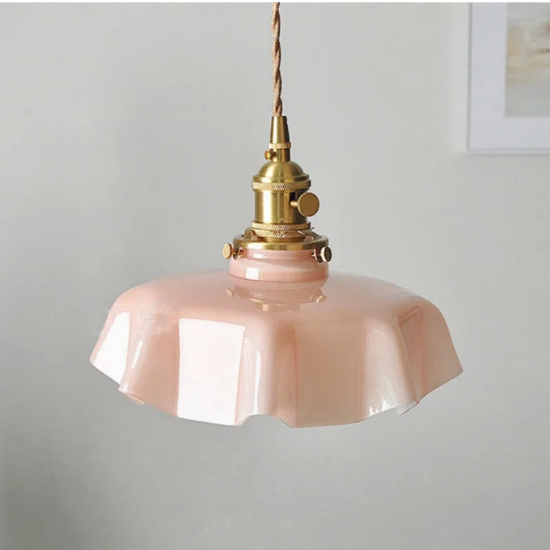 Afralia™ Pink Glass Art Pendant Lights | Nordic Modern LED Hanging Lamp for Dining Room