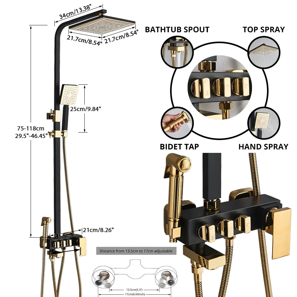 Afralia™ Wall Mount Shower Faucet Set with 4 Function System