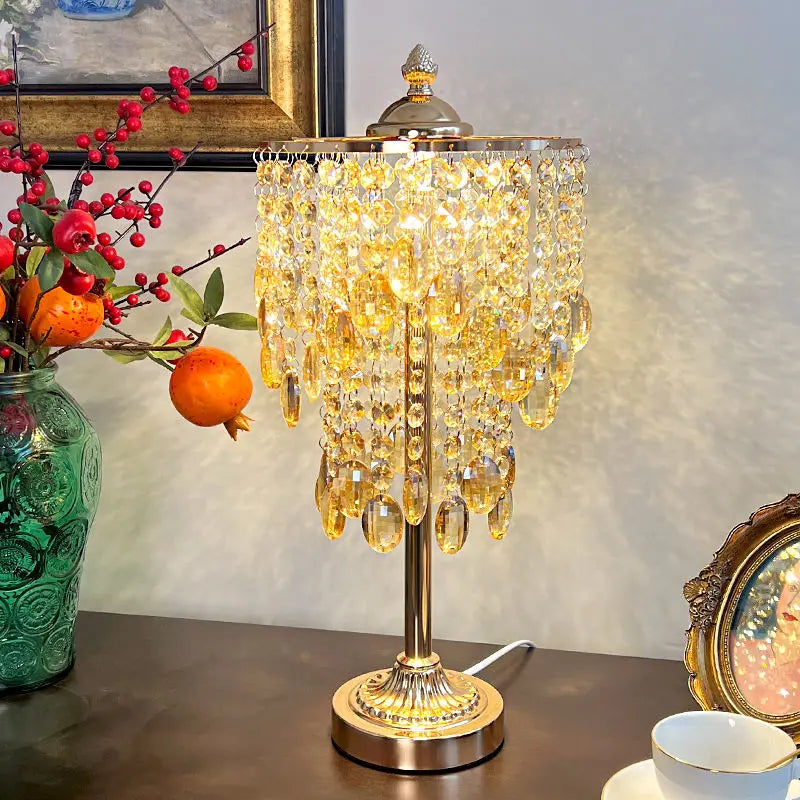 Afralia™ Crystal Glass Table Lamp with Round Stand for Bedroom Living Room