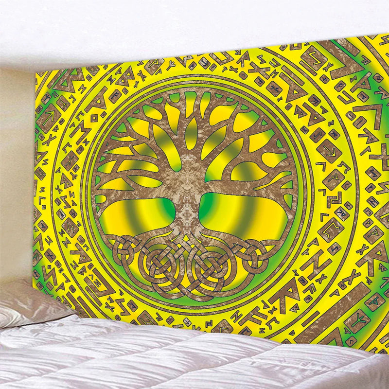 Afralia™ Viking Crow Symbol Tapestry: Psychedelic Home Decor for Hippie Room