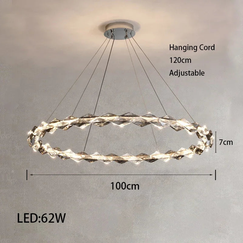 Afralia™ Modern Crystal LED Ceiling Chandelier Light Set for Stylish Indoor Lighting