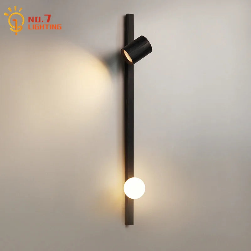 Afralia™ Black/White Wooden Wall Lamp for Minimalist Style Living Spaces