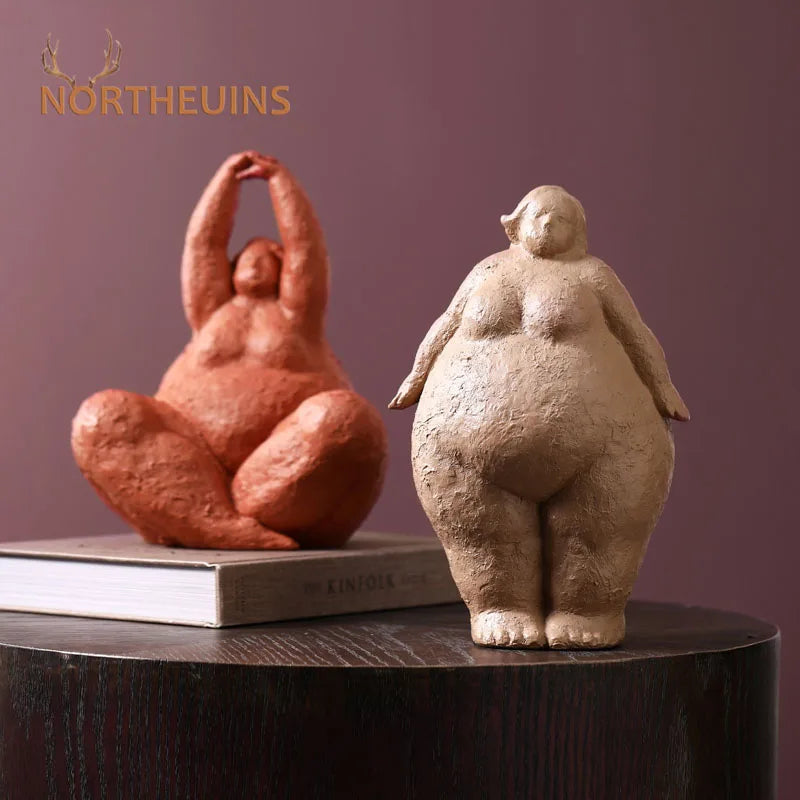 Afralia™ Resin Fat Lady Sculpture: Modern Yoga Figurine for Home Decor and Interior Design