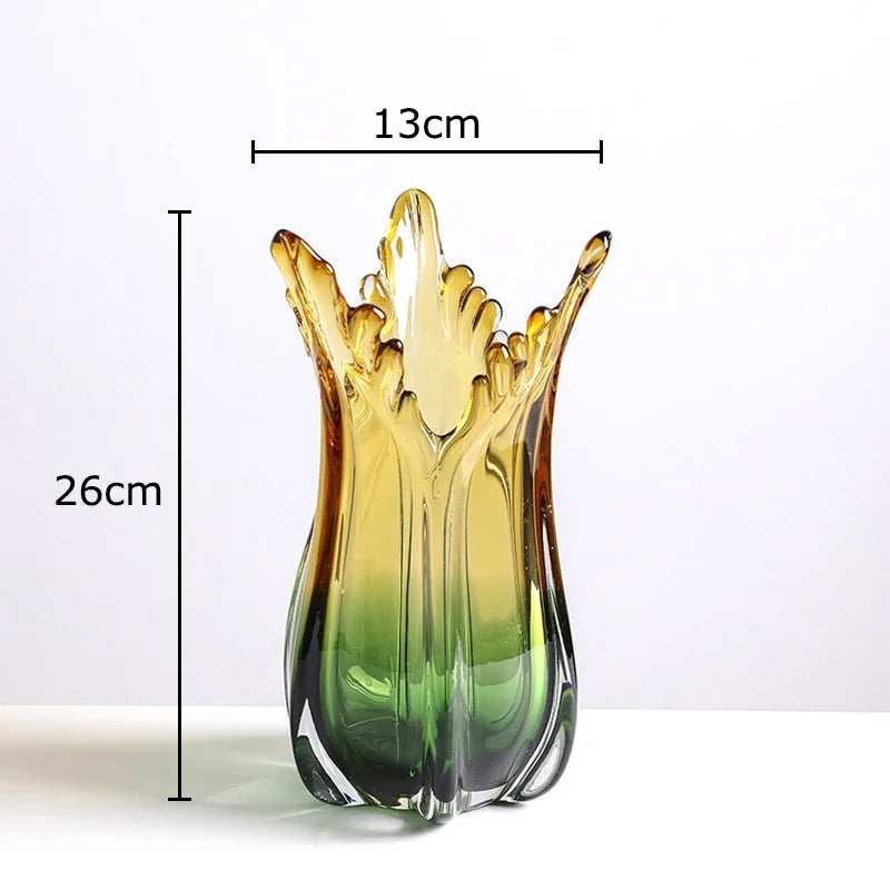Afralia™ Green Glass Vase Hydroponics Table Decoration for Artificial Flowers