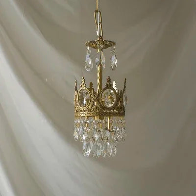 Afralia™ Crystal Crown Chandelier LED Pendant Light for Living Bedroom - Modern Luxury Vintage French Lighting